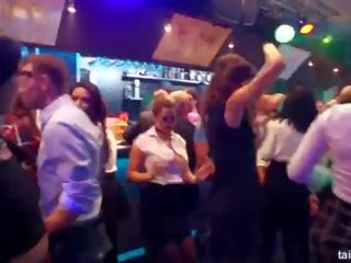 Excited clubbers gets banged in public