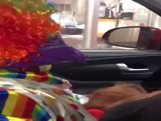 Clown gets putz sucked while ordering food