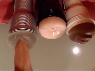 3 fleshlights : fake pussy, mouth and asshole fucked untill cumshot