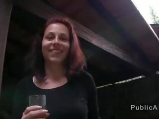 Dude fucks redhead amateur on balcony