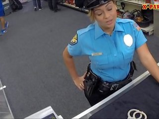 Police officer with huge boobs got fucked in the backroom