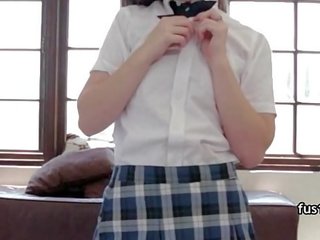 Young female in School Uniform gets assfucked