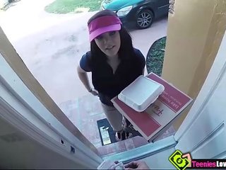 Pizza delivery darling Kimber Woods gets paid to get fucked by her customer