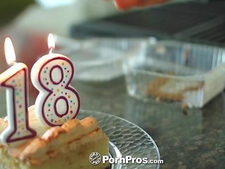 PornPros - Cassidy Ryan celebrates her 18th birthday with cake and dick